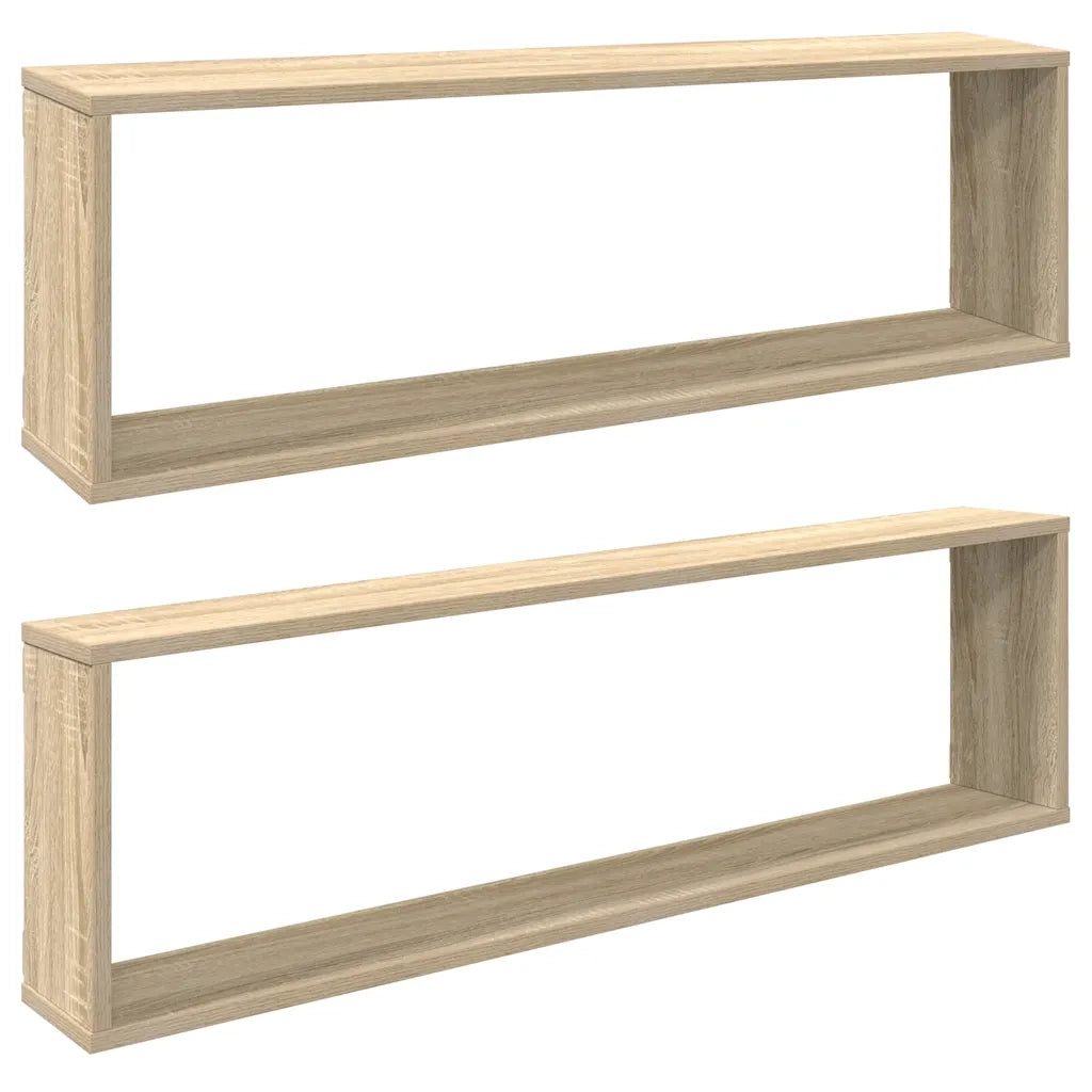 Mensole Parete a Cubo 2pz Rovere Sonoma 100x15x30cm Multistrato 807088