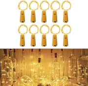 Decorazione esterna per Natale Lampade a LED 2M 20 LED Illuminazione a bottiglie di vetro Luce di Natale da batterie - Feste Natale Decorazione da tavolo esterna per DIY lampade da esterno caldo bianco
