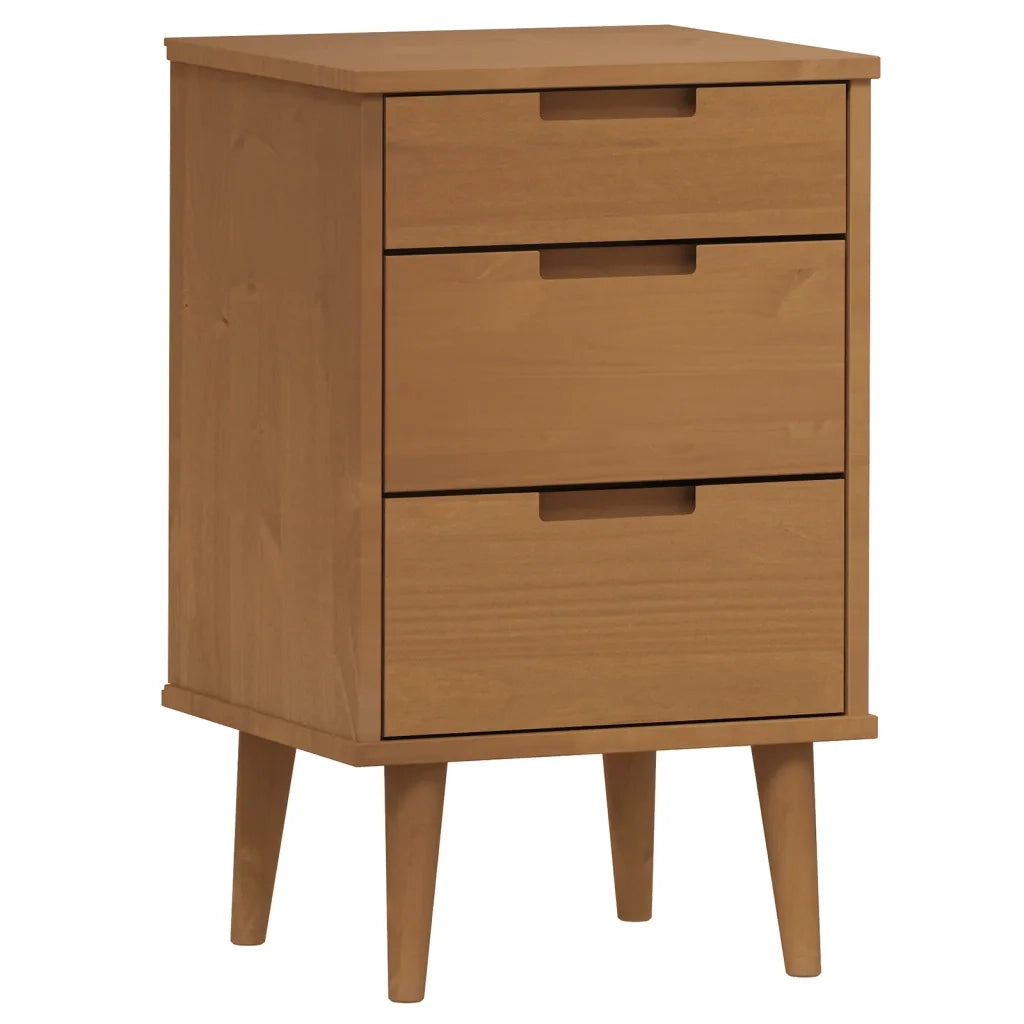 Comodino-Tavolino da notte Marrone MOLDE 40x35x65 cm in Legno Massello di Pino 911043