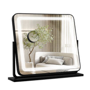 Specchio toletta con 3 modalit¨¤ di illuminazione a colori luminosit¨¤ regolabile, Specchio ruotabile a 360¡ã Nero-Specchi per il trucco
