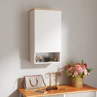 Armadietto Bagno a Muro con Mensole Regolabili e Ripiano Aperto in Legno e MDF,  40x27x77 cm, Bianco