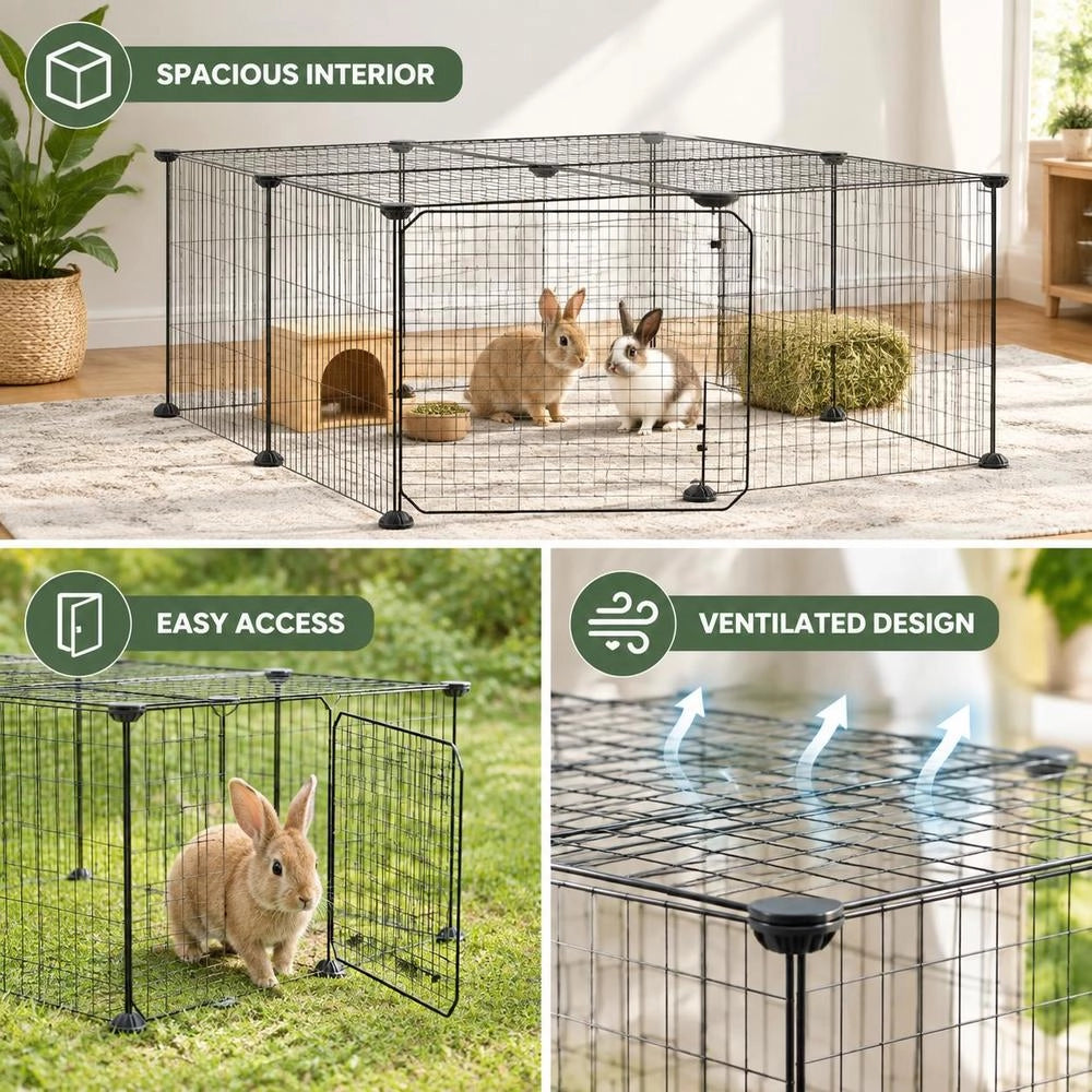 12-piece Pet Cage With Door, Black, 35x35 Cm, Steel