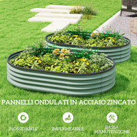 Set di 2 Aiuole Rialzate 135x90x30 cm con Bordo in Gomma e Design Modulare in Metallo Galvanizzato Verde