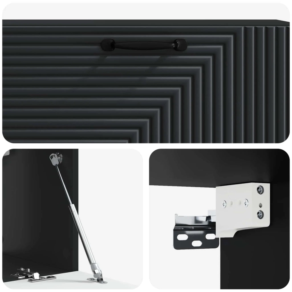 Mobile Porta TV da Muro Montaggio a parete Nero 98 x 31 x 30 cm 898726