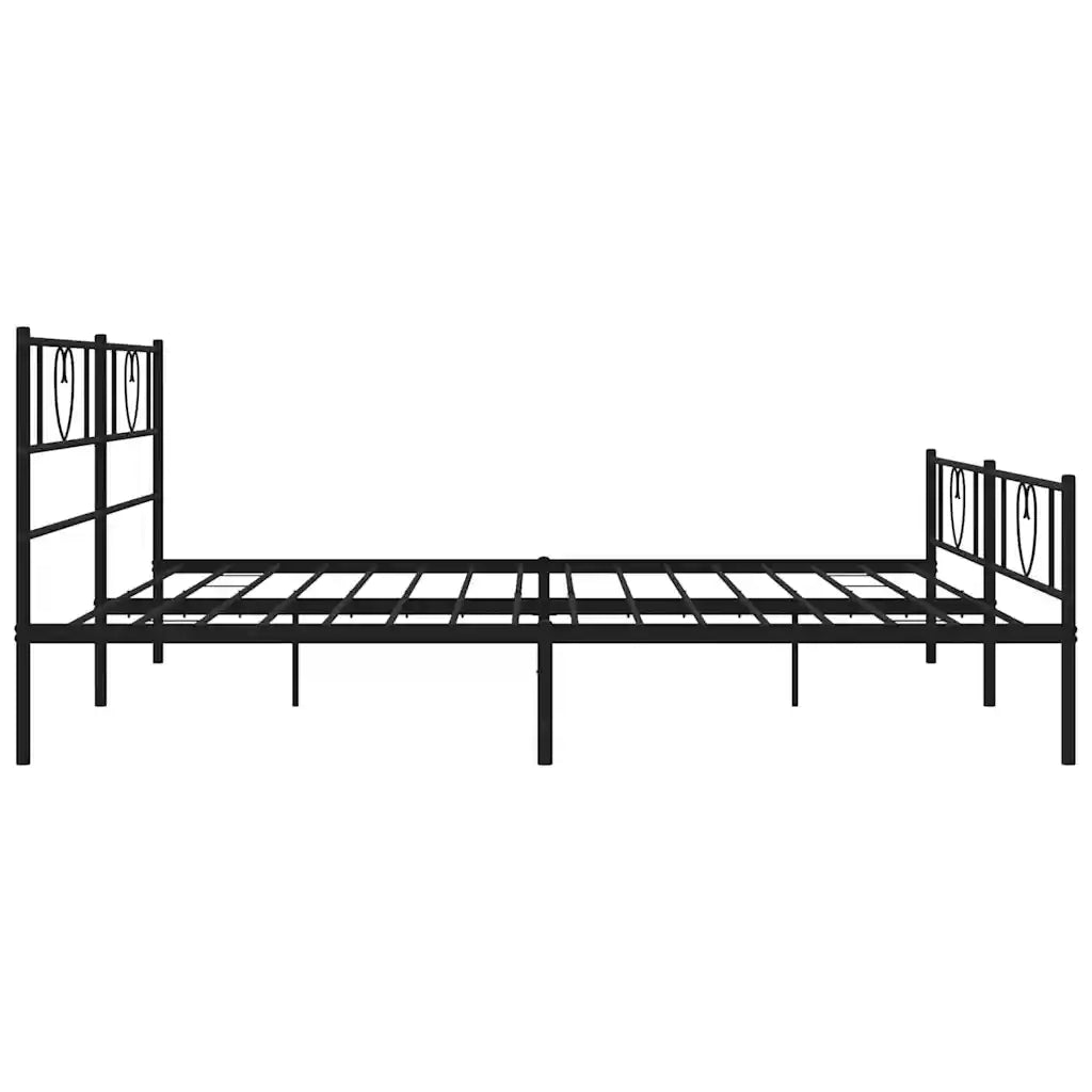Giroletto con Testiera e Pediera Metallo Nero 183x213 cm 355486