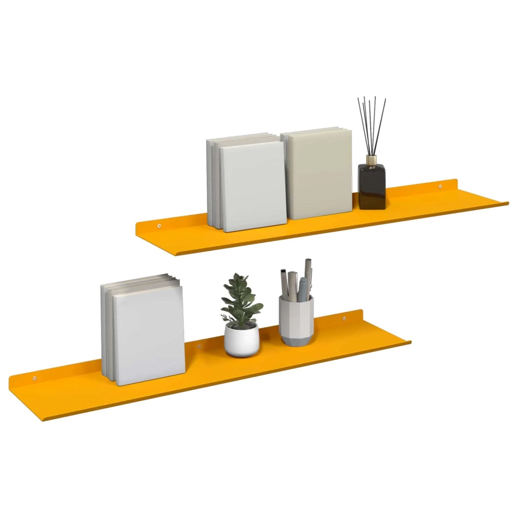 Mensola sospesa 2 pcs Giallo senape 80 x 18 x 2,5 cm Acciaio