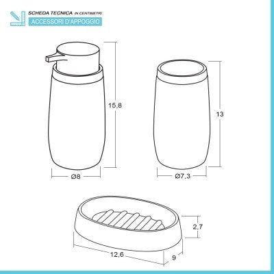 Set accessori bagno bianco cannettato con finitura effetto legno 5 pezzi Blob