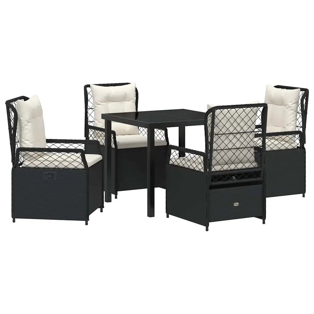 Set da Pranzo per Giardino 5 pcs Nero polyrattan 3380982