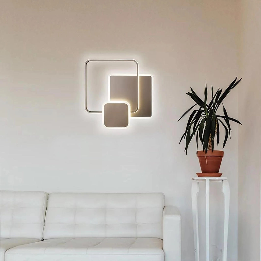 Lampada soffitto geometrica plafoniera moderna LED 48W 3 quadrati luminosi luce parete bagno cucina ufficio 230V 3000K