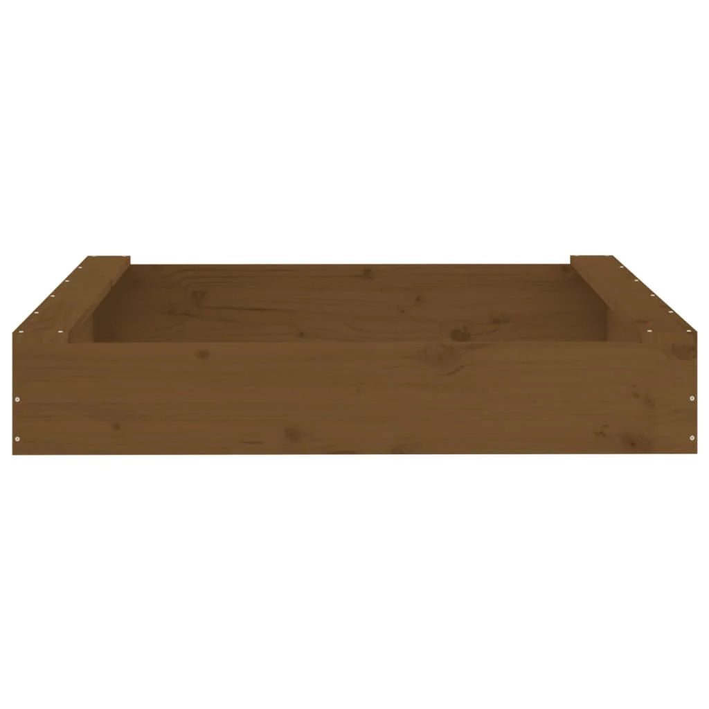 Sabbiera per bambini area giochi da giardino esterna con posti a sedere quadrati legno massello di pino marrone 02_0041523