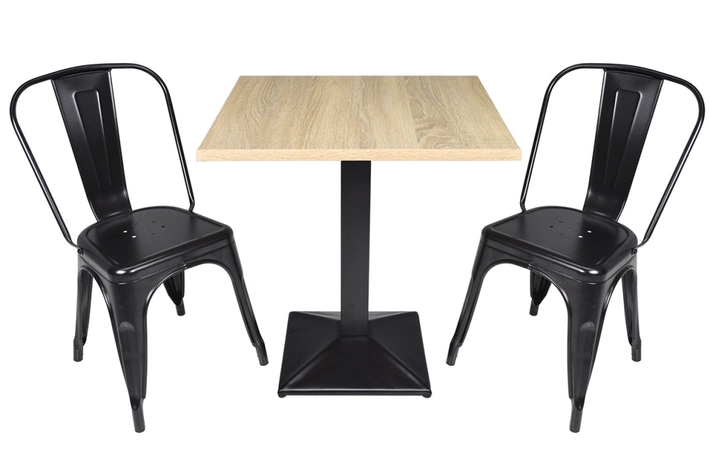 Tavolo da pranzo quadrato 70x70 con top in legno naturale mod. Clint - TQ10CLTN