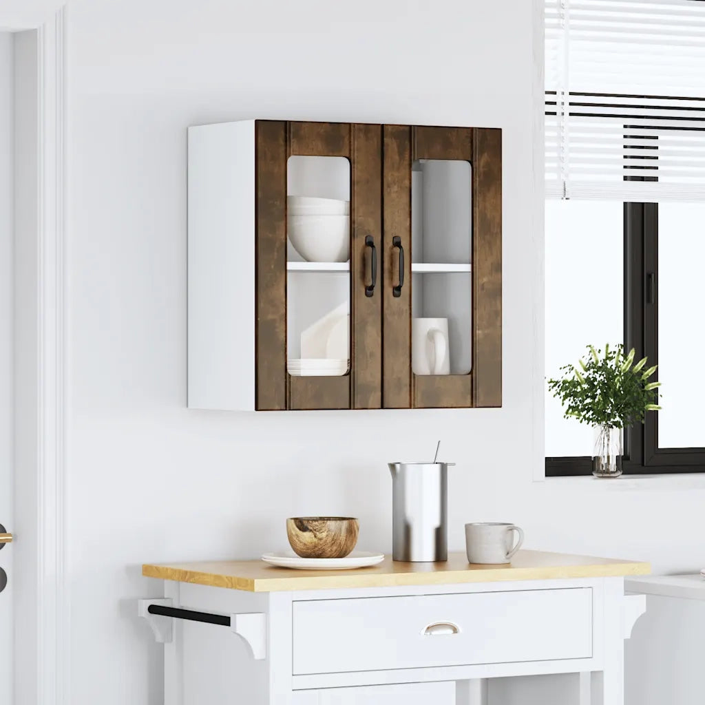 Pensile da Cucina con Porta in Vetro Lucca Rovere Fumo 853912