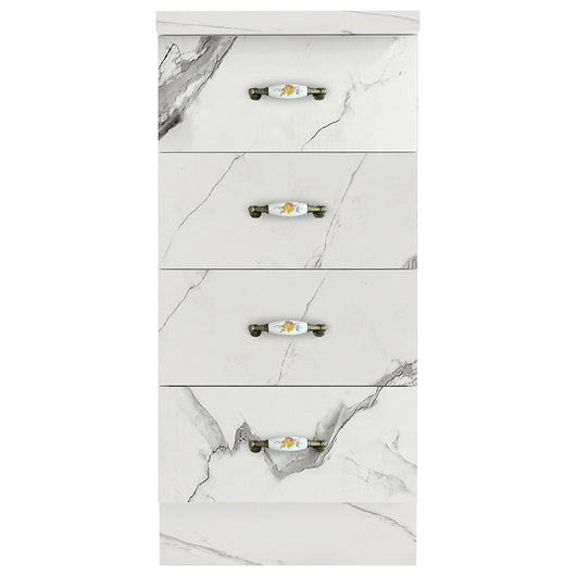 Mobile da Cucina Cassettiera 4 Cassetti 40x50x85 cm in Legno Bianco Effetto Marmo