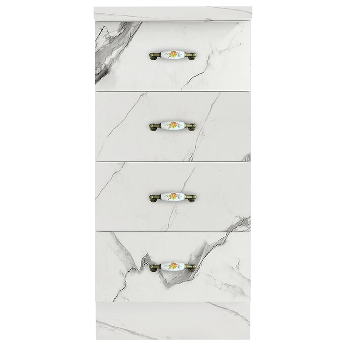 Mobile da Cucina Cassettiera 4 Cassetti 40x50x85 cm in Legno Bianco Effetto Marmo