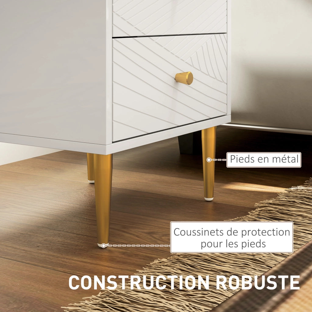 Comodino con 2 cassetti ¨C Xylo ¨C bianco metallo 40x35x50 cm