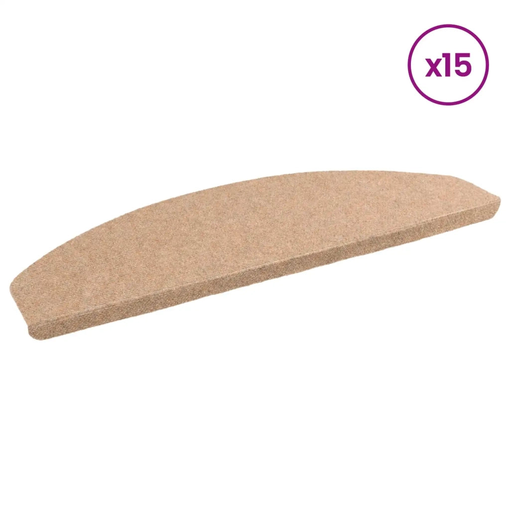 Tappetini per scale autoadesivi 15 pcs Beige 80 x 28 x 3,5 cm 42040593