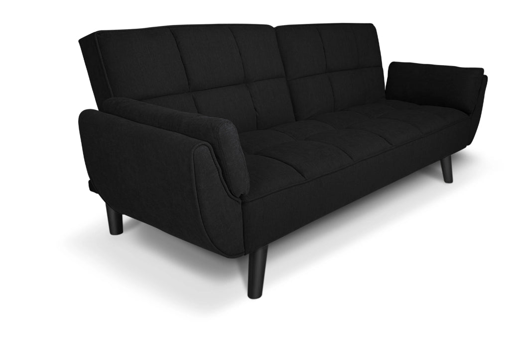 Divano letto clic clac in tessuto nero piede nero divano 3 posti - Ambra - DL-AM10FBC-PLN