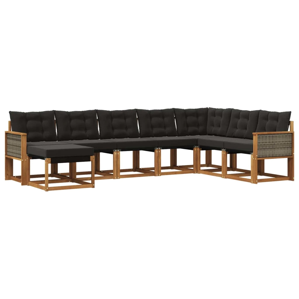Set di divani da esterno 8 pz Naturale e Nero 3382140