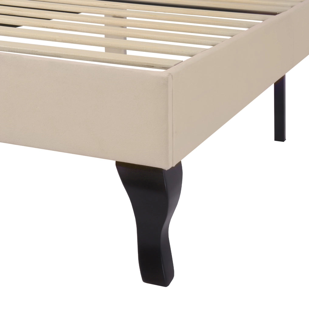 Letto singolo imbottito con rete e testiera regolabile 90x200 cm in velluto beige