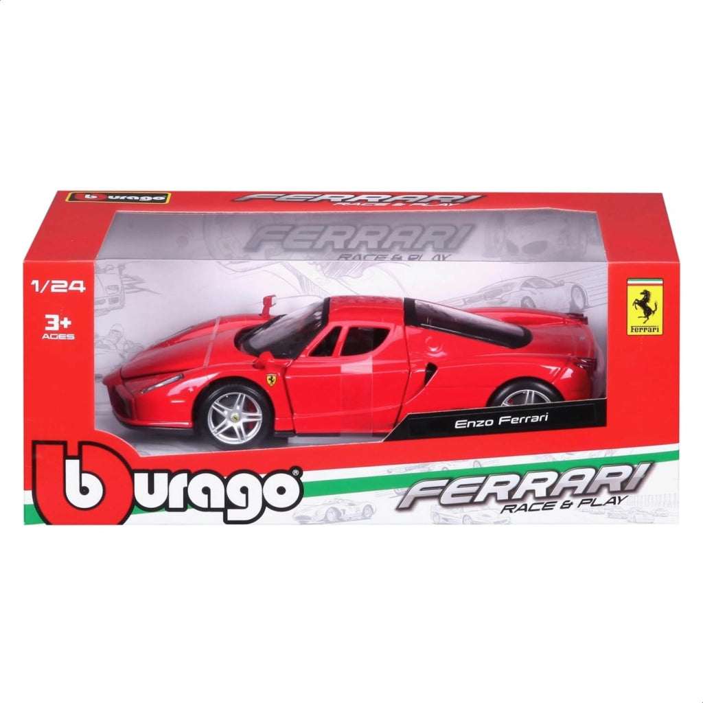 Bburago Ferrari - Modellino auto Enzo Ferrari R&P in scala 1:24 - licenza ufficiale - dettagli realistici,Eta 3+