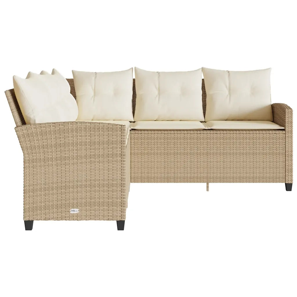 Divano a Forma di L con Cuscini in Polyrattan Beige 365417