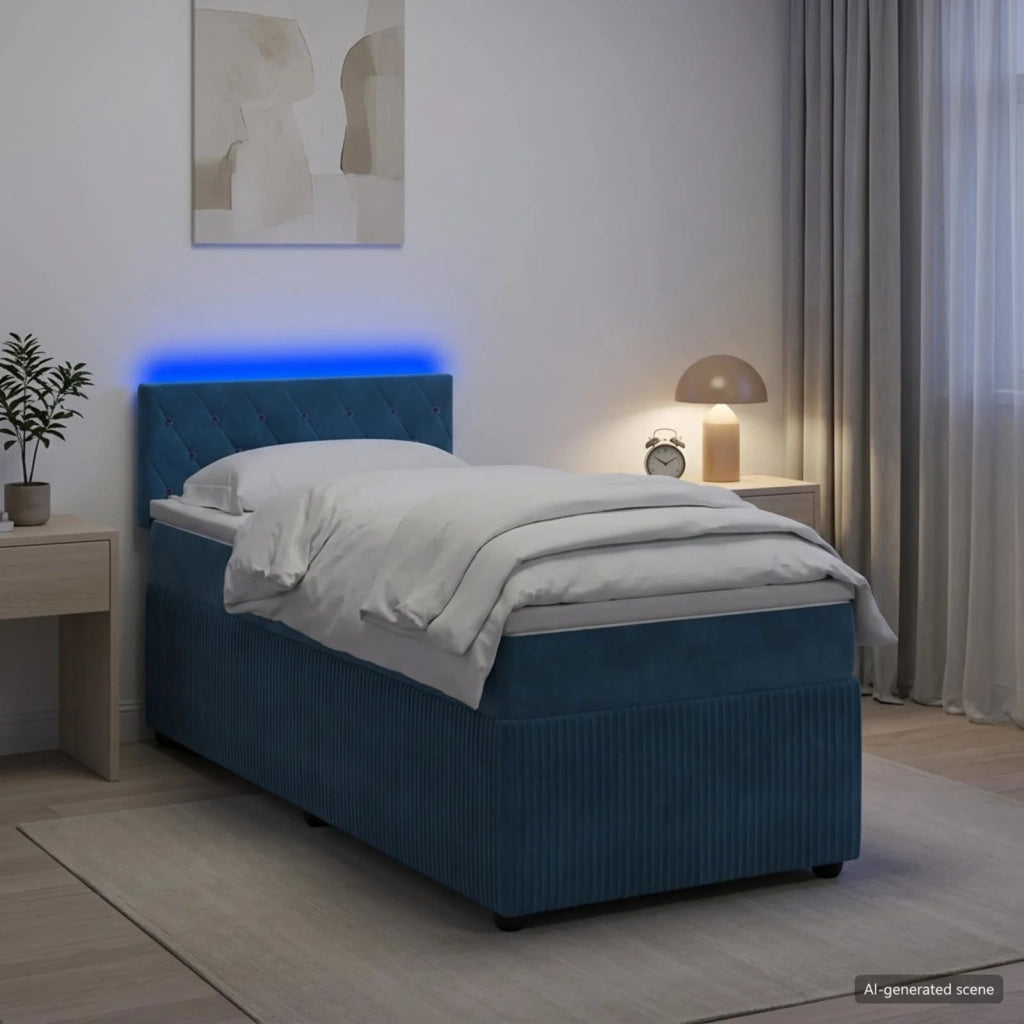 Letto box spring con materasso Blu 80 x 200 cm Velluto 3453027