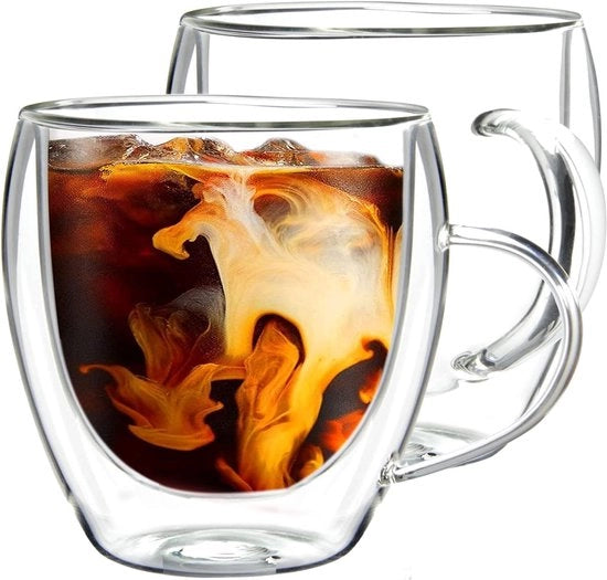 Set di bicchieri da caffè in vetro spesso 250ml, con 2 pezzi, set di bicchieri da caffè, bicchieri da caffè spessi, bicchieri da caffè in vetro.