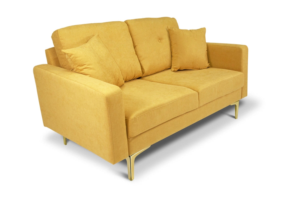 Divano 2 posti in tessuto vellutato giallo piedi in metallo dorato - Chloe - DI2P-CH16FBC-PD