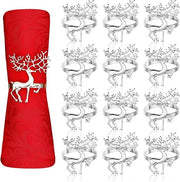 Set di 12 serviettini di renna per Natale, 6 cm, portaserviette in argento a forma di eland per Natale, pranzo, Thanksgiving, feste, vacanze, matrimoni, decorazione da tavola