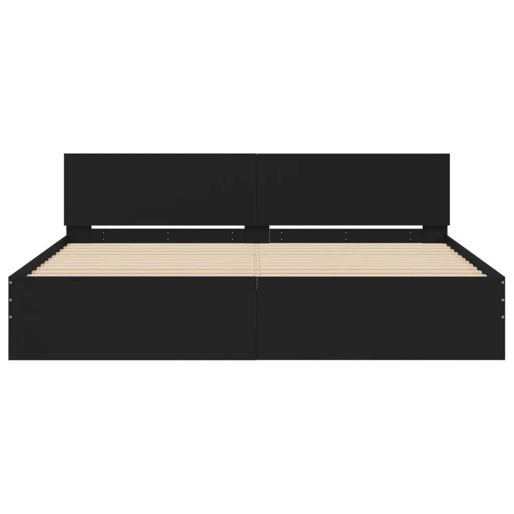 Letto matrimoniale | Letto per adulti | Giroletto con Testiera Nero 180x200 cm