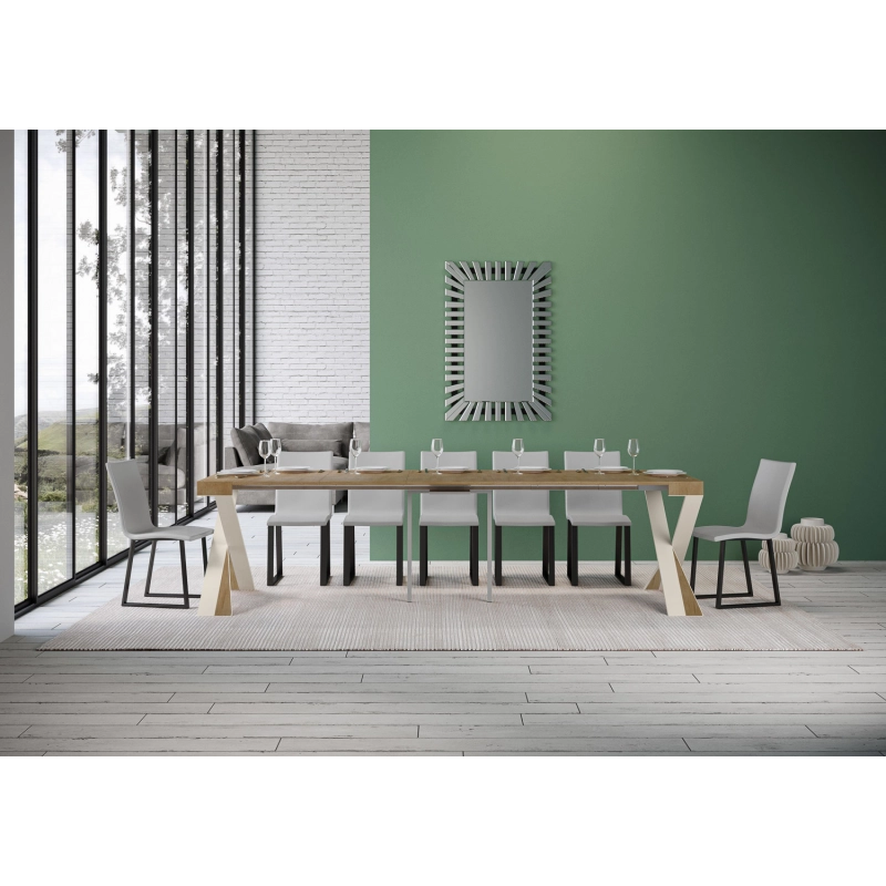 Consolle allungabile 90x40/300 cm Diago telaio Bianco - Quercia Natura
