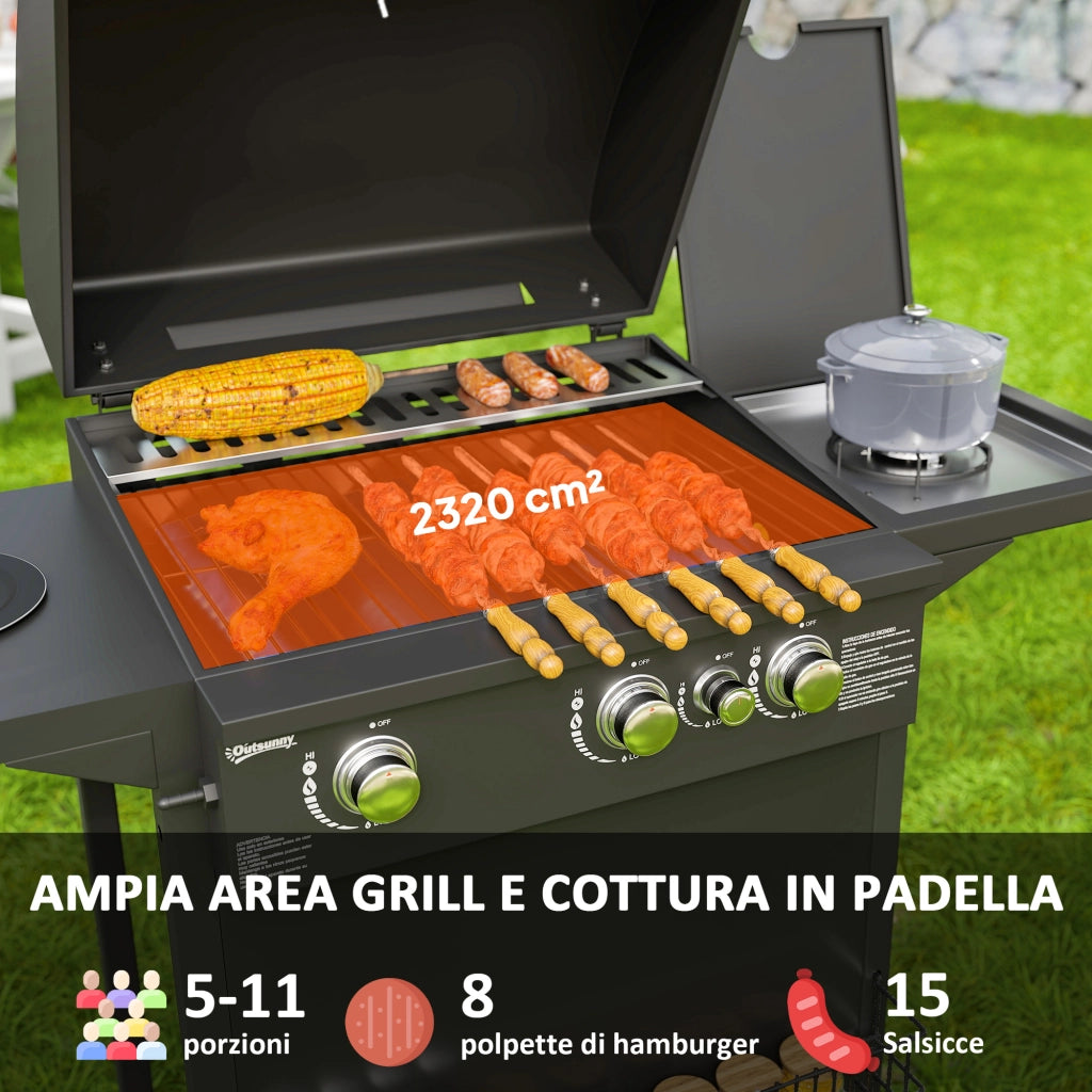 Barbecue a Gas con Bruciatori e Tavolino ¨C zephmum ¨C Nero