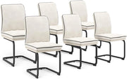 Sedia a sbalzo Eleganza, Beige, Set di 6, con struttura in metallo e piedini antiscivolo salva-pavimento