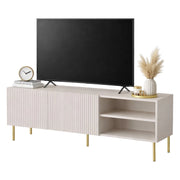 Mobile porta TV Magnano, Madia da salotto con quattro ante battenti, Rialzato da terra, 150x42 h52 cm, Beige