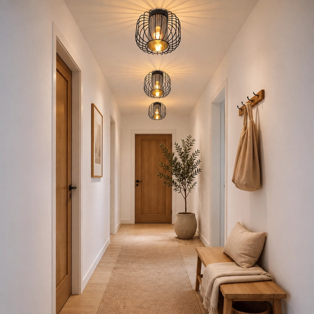 ZMH Lampada a Soffitto Vintage 1 Luce Con Paralume in Vetro E27 Nero Per Ingresso Camera da Letto Senza Lampadine