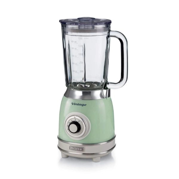 Ariete 583, frullatore vintage con tazza in vetro da 1,5 litri, 4 lame in acciaio inox, 4 velocità + pulse,1000 watt, verde - ARI0583/04