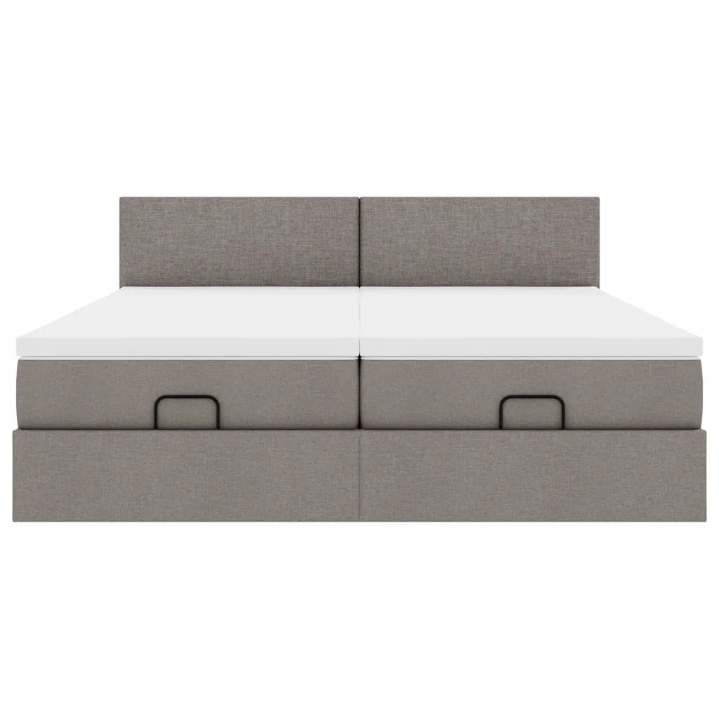 Struttura Letto Pouf con Materassi Tortora 180x200cm in Tessuto 3312826