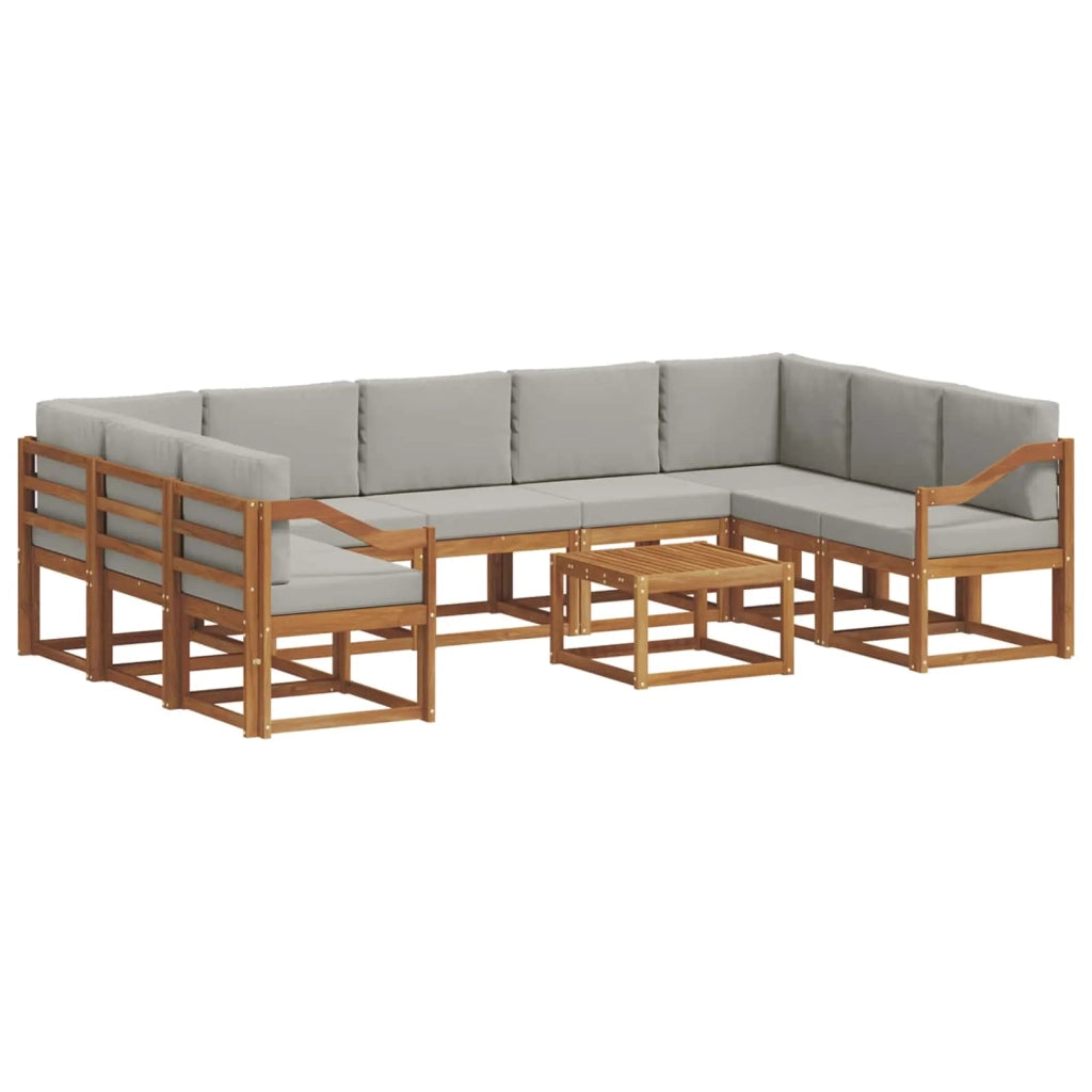 Set di divani da esterno 10 pcs Grigio Naturale e Chiaro