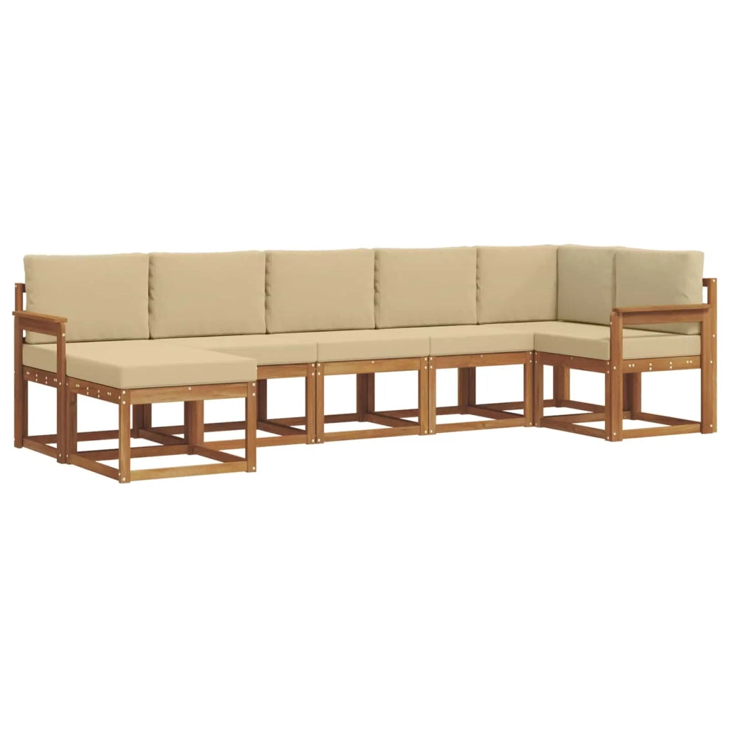 Set di divani da esterno con cuscino 7 pcs Naturale e Beige