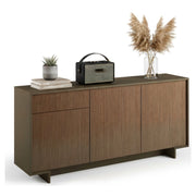 Credenza Aronne, Madia da salotto, Buffet da soggiorno a 3 ante e 1 cassetto, 100% Made in Italy, 170x42h78 cm, Marrone e Noce