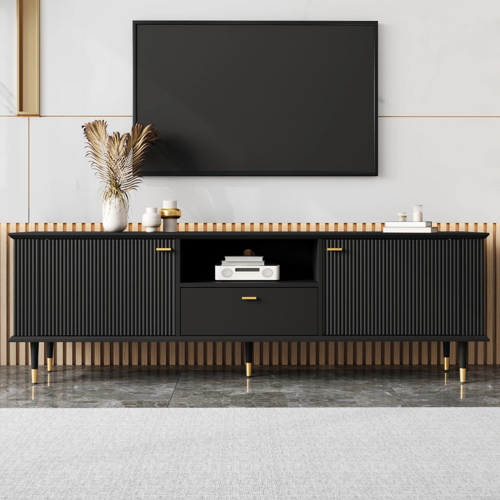Mobile TV con 2 ante; 1 nicchia aperta e 1 cassetto; cerniere soft-close; per soggiorno; 170 × 36 × 54 cm