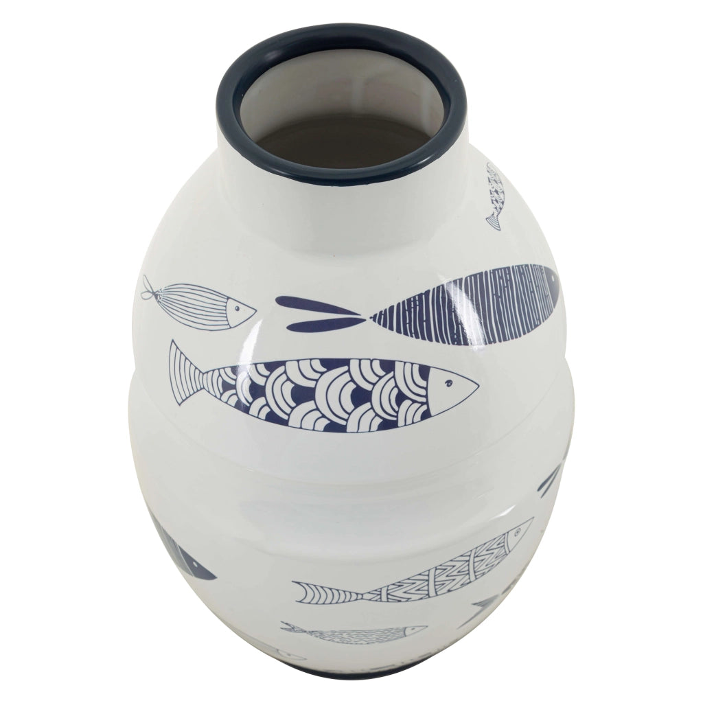 Cosmo, Vaso Disegni con Pesci, Bianco