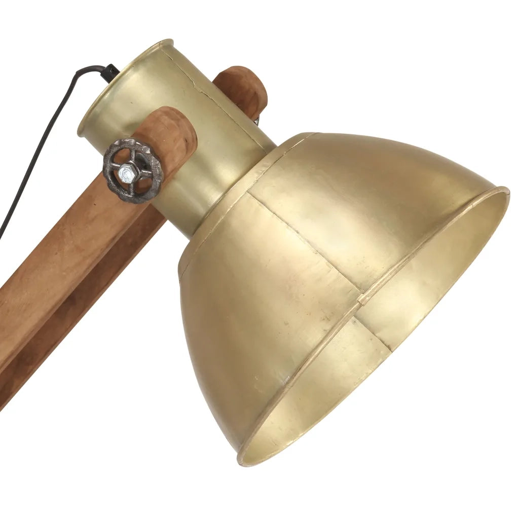 vidaXL Lampada da Pavimento Ottone in Legno Massello di Mango E27