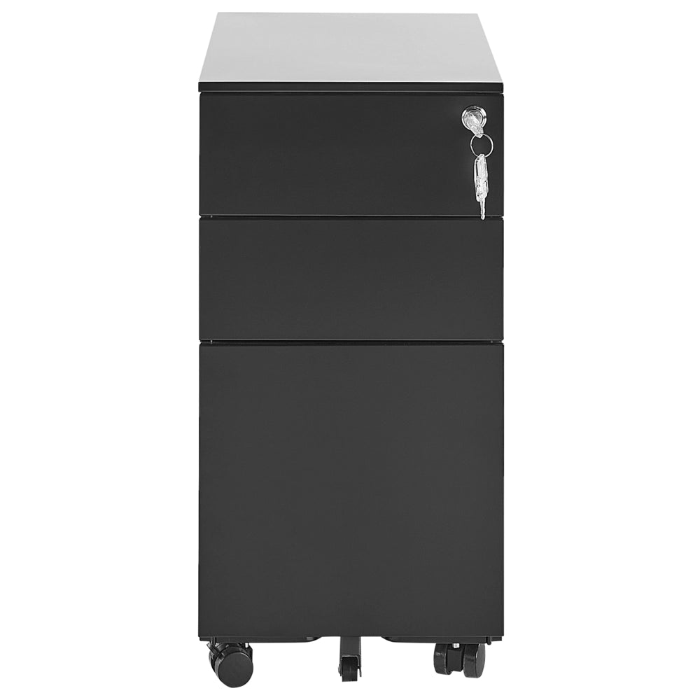 Armadietto mobile contenitore In Metallo Nero Con 3 Cassetti Con Serratura A Chiave Ruote Industriali Moderni Home Office Garage