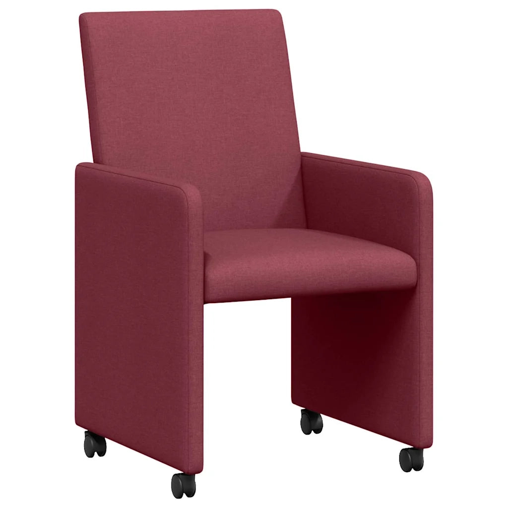 Sedie da Pranzo con Ruote 2 pcs Rosso vino 57 x 66 x 94 cm 42017810