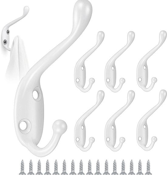 Hanger da abito - doppio gancio - set da 8 - bianco - acciaio inox