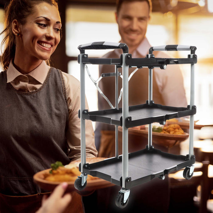 Carrello pieghevole multiuso con 3 piani Fino a 120 kg Per officina, ufficio, gastronomia