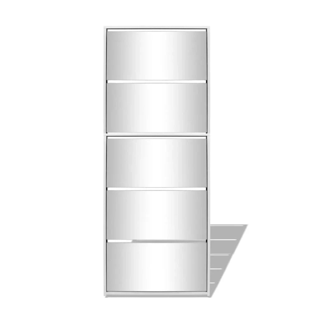Scarpiera con 5 ripiani e specchio 63 x 17 x 169,5 cm bianco 02_0043396