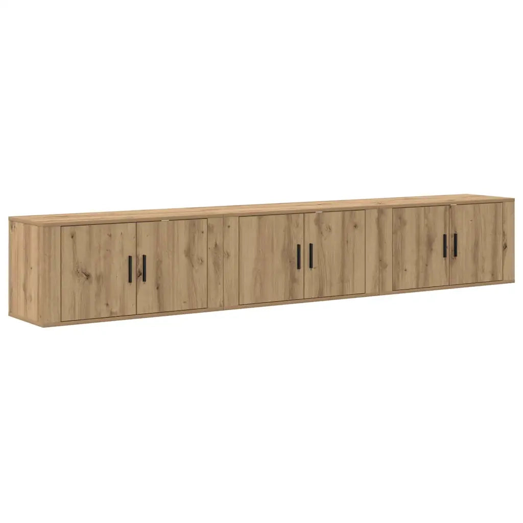 Set Mobile TV da Parete 3 pz | Armadietto TV | Mobile Porta TV Rovere artigianale