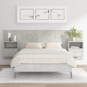 Testiera Letto con Comodini-Testiera con Contenitore in Legno Multistrato Grigio Cemento 976853